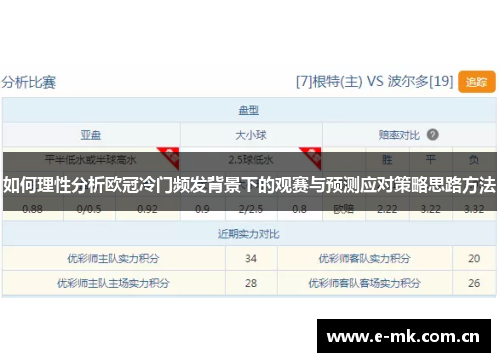 如何理性分析欧冠冷门频发背景下的观赛与预测应对策略思路方法